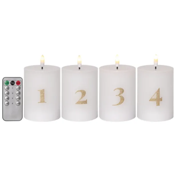 Star Trading LED Adventskerzen Flamme Advent Höhe 12,5 cm warmweiß inkl. Fernbedienung