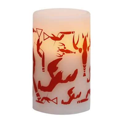 Star Trading LED Wachskerze Crayfish Party Krebsmuster Höhe 12.5 cm batteriebetrieben Weiß - Gelb