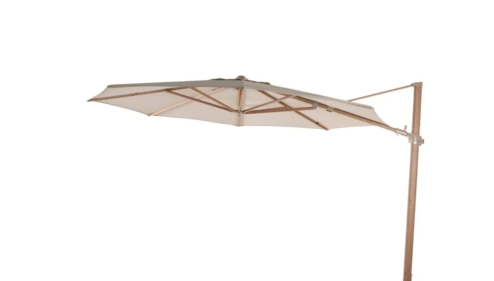 4Seasons Siesta Premium Ampelschirm Ø350cm Aluminium Holzoptik/Solefin Sand