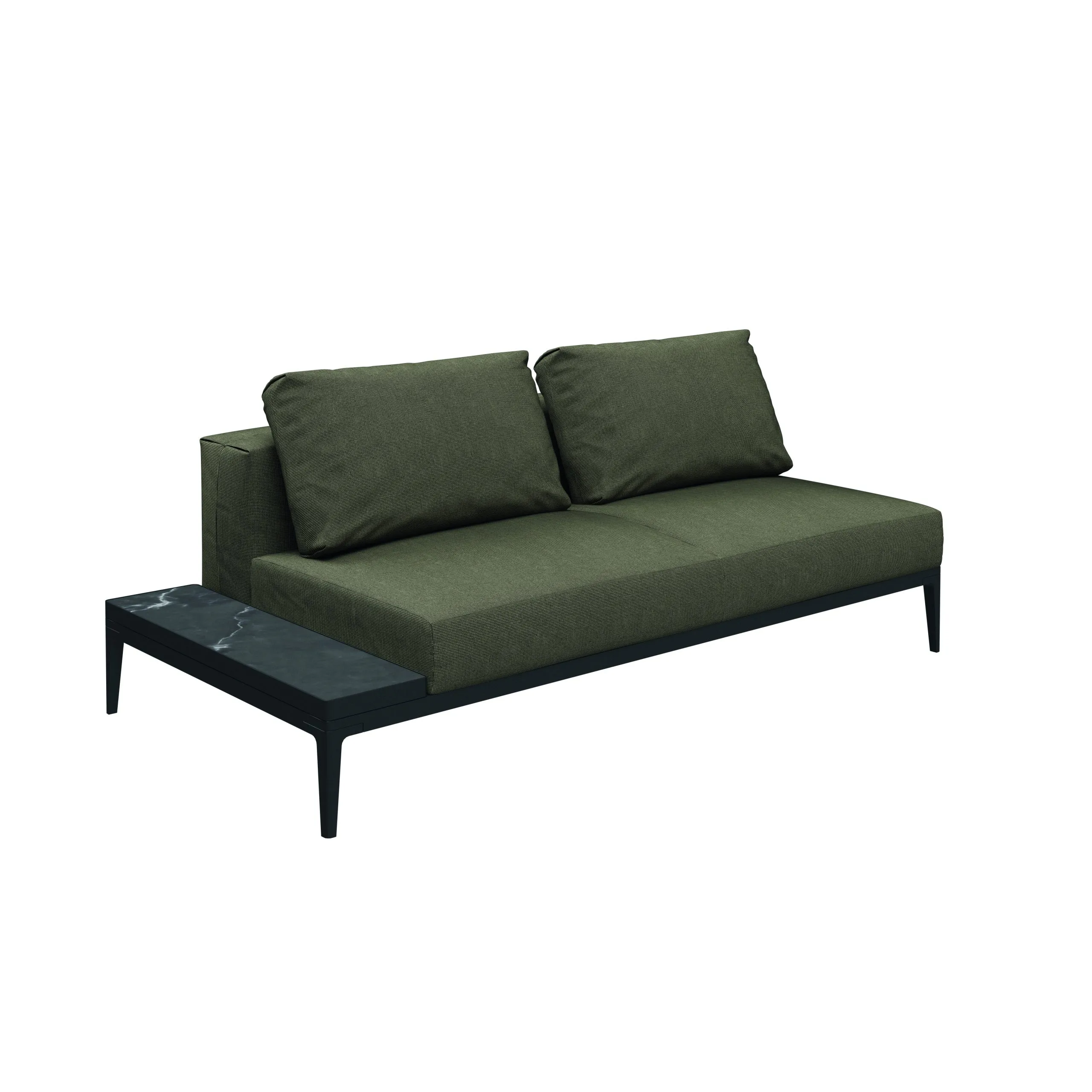 Gloster GRID Links/Rechts Lounge Sofa Aluminium/Outdoorstoff inkl. Kissen Keramikablage