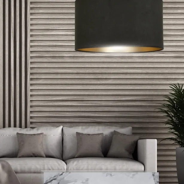 EMIBIG LED Hängelampe HILDE 1 Veloursstruktur höhenverstellbar E27 Ø 35 cm 15W schwarz - ohne Leuchtmittel