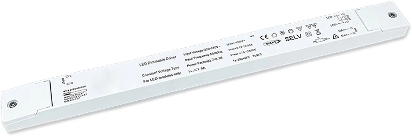 ISOLED LED PWM-Trafo 24V/DC, 0-250W, slim, Push/Dali-2 dimmbar, SELV