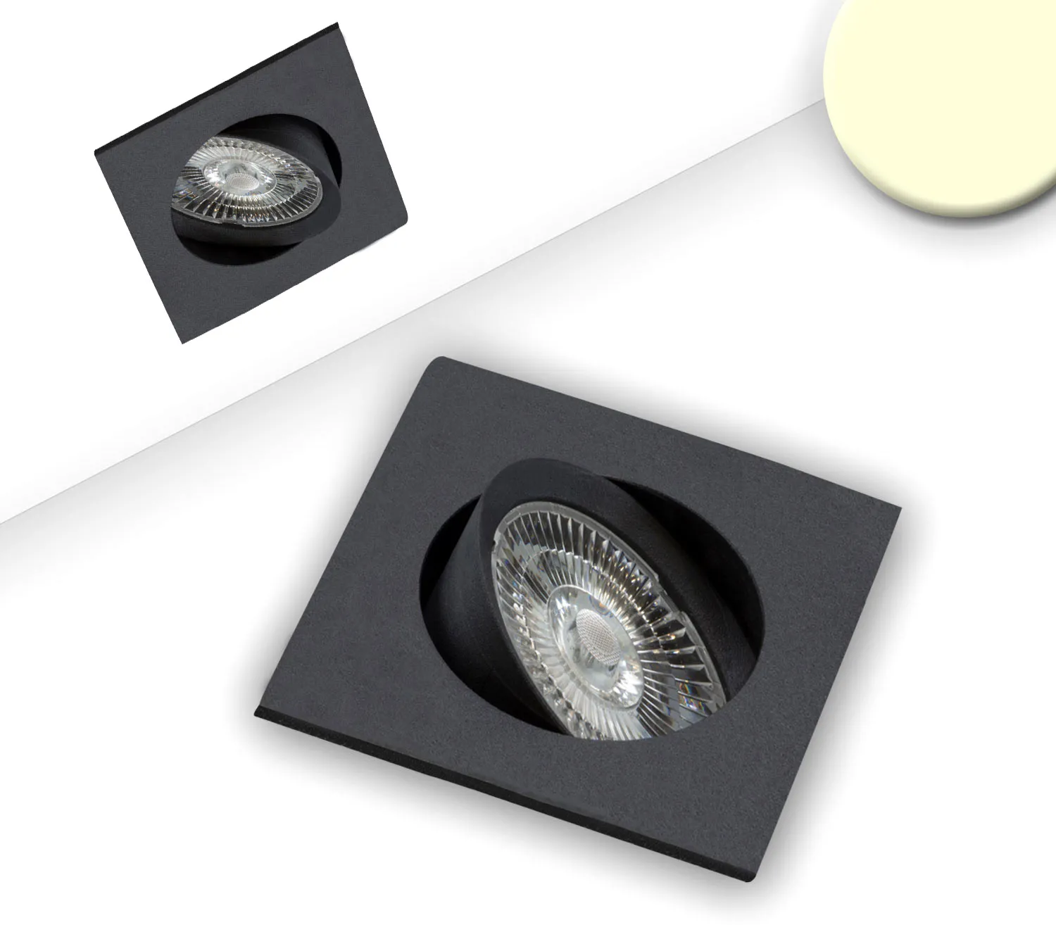 ISOLED LED Einbauleuchte Slim68 schwarz, eckig, 9W, warmweiß, dimmbar