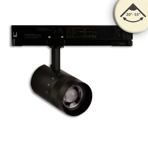 ISOLED LED Strahler für 3-Phasensystem 12W 20°-55° schwarz matt DALI - warmweiß (3000K)