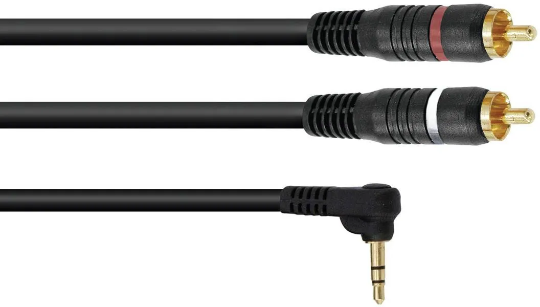 OMNITRONIC Adapterkabel 3,5 Klinke 90°/2xCinch 3m sw
