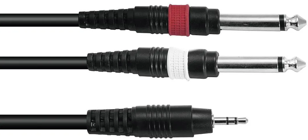 OMNITRONIC Adapterkabel 3,5 Klinke/2xKlinke 3m sw