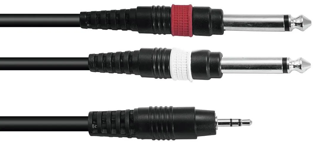 OMNITRONIC Adapterkabel 3,5 Klinke/2xKlinke 6m sw
