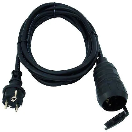 Schutzkontakt Verlängerung 3x1,5mm 5,0m konfektioniert mit Kunststoff Stecker/Kupplung IP44