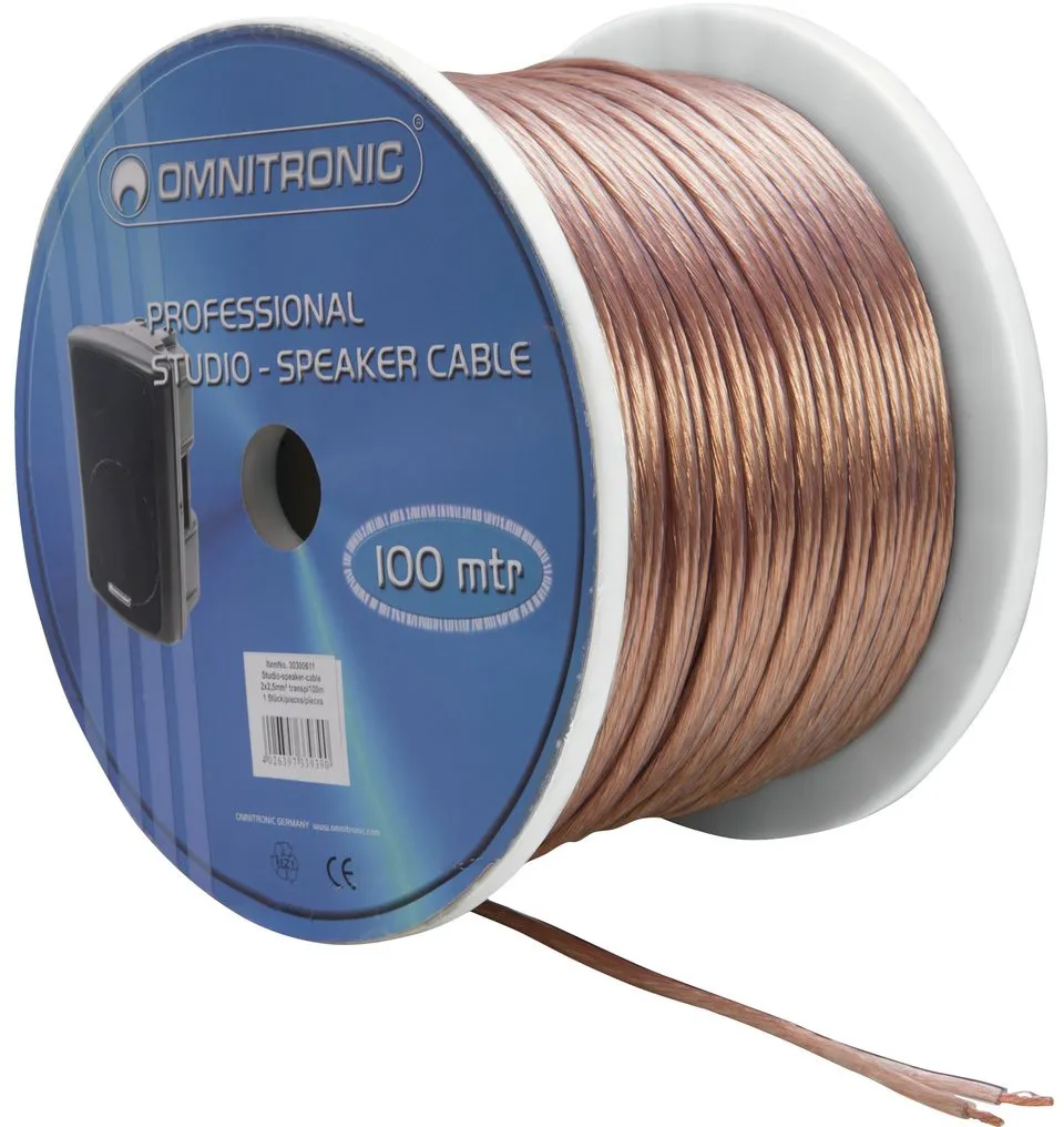 OMNITRONIC Lautsprecherkabel 2x2,5 100m clear