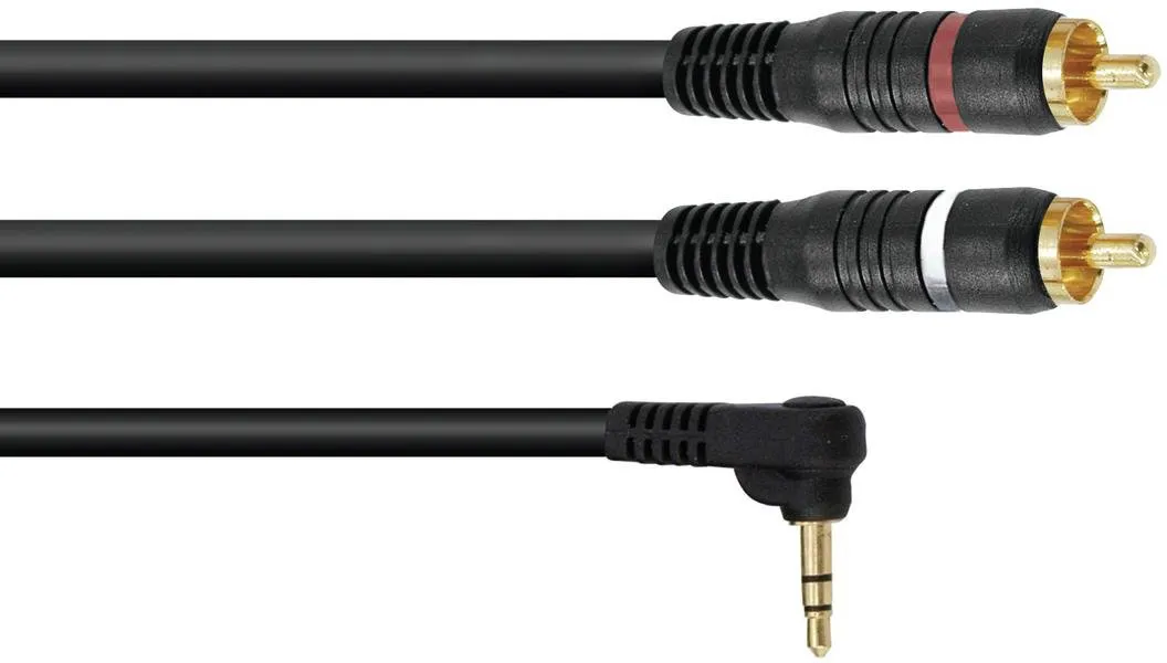 OMNITRONIC Adapterkabel 3,5 Klinke 90°/2xCinch 0,5m