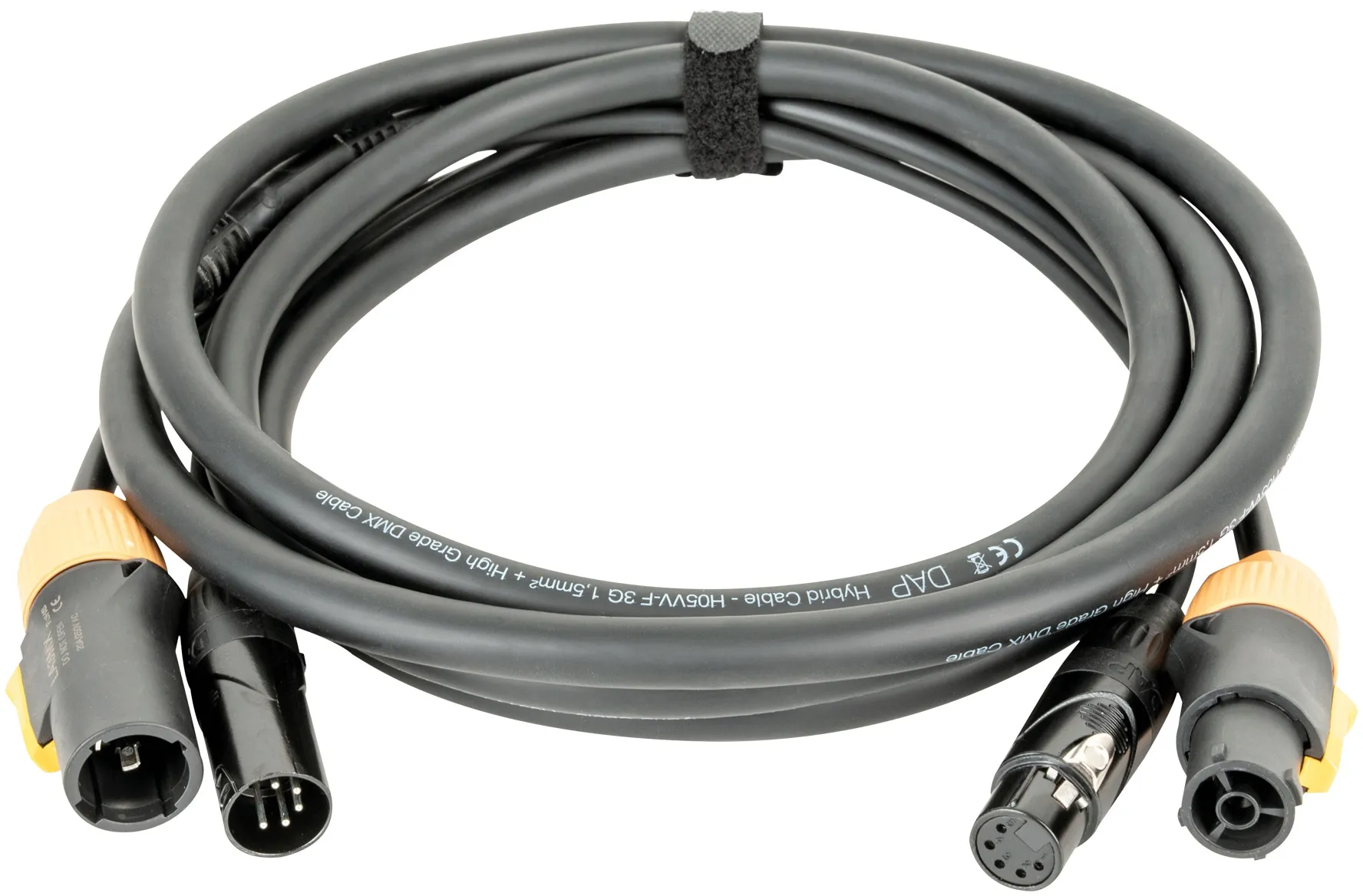DAP-Audio FP23 Hybridkabel – Power Pro True & 5-poliger XLR – DMX / Stromversorgung 3 m – schwarzer