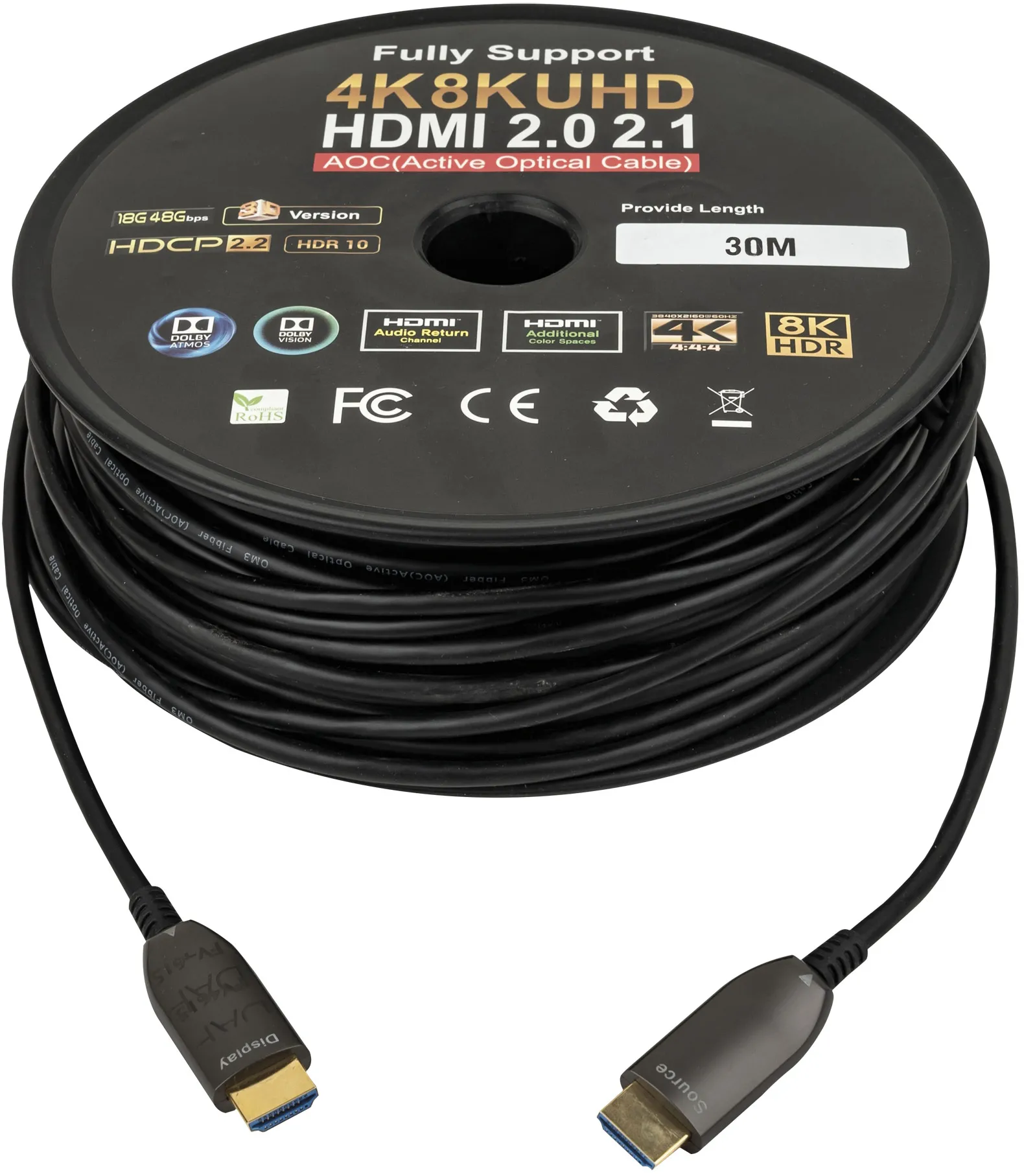 DAP-Audio HDMI 2.1 AOC 8K Glasfaserkabel 30 m – vergoldet