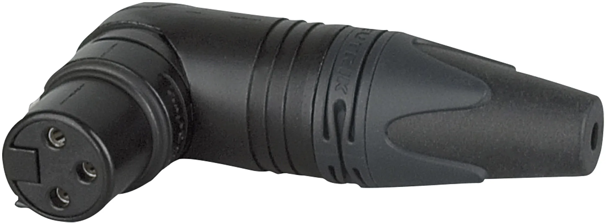 XLR 3P 90° Stecker - weiblich - Neutrik RX Silberkontakte - schwarzes Metallgehäuse