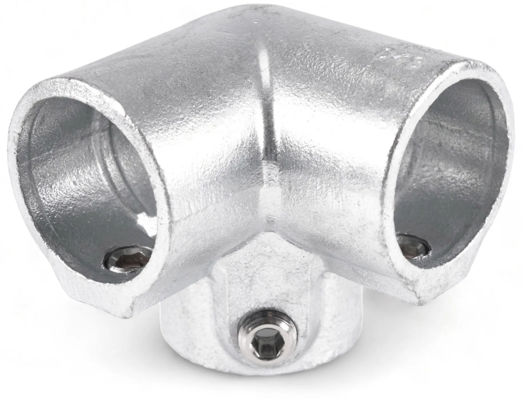 Riggatec Rohrverbinder Dreiweg-Eckstück für 48,3 mm Rohr in Silber