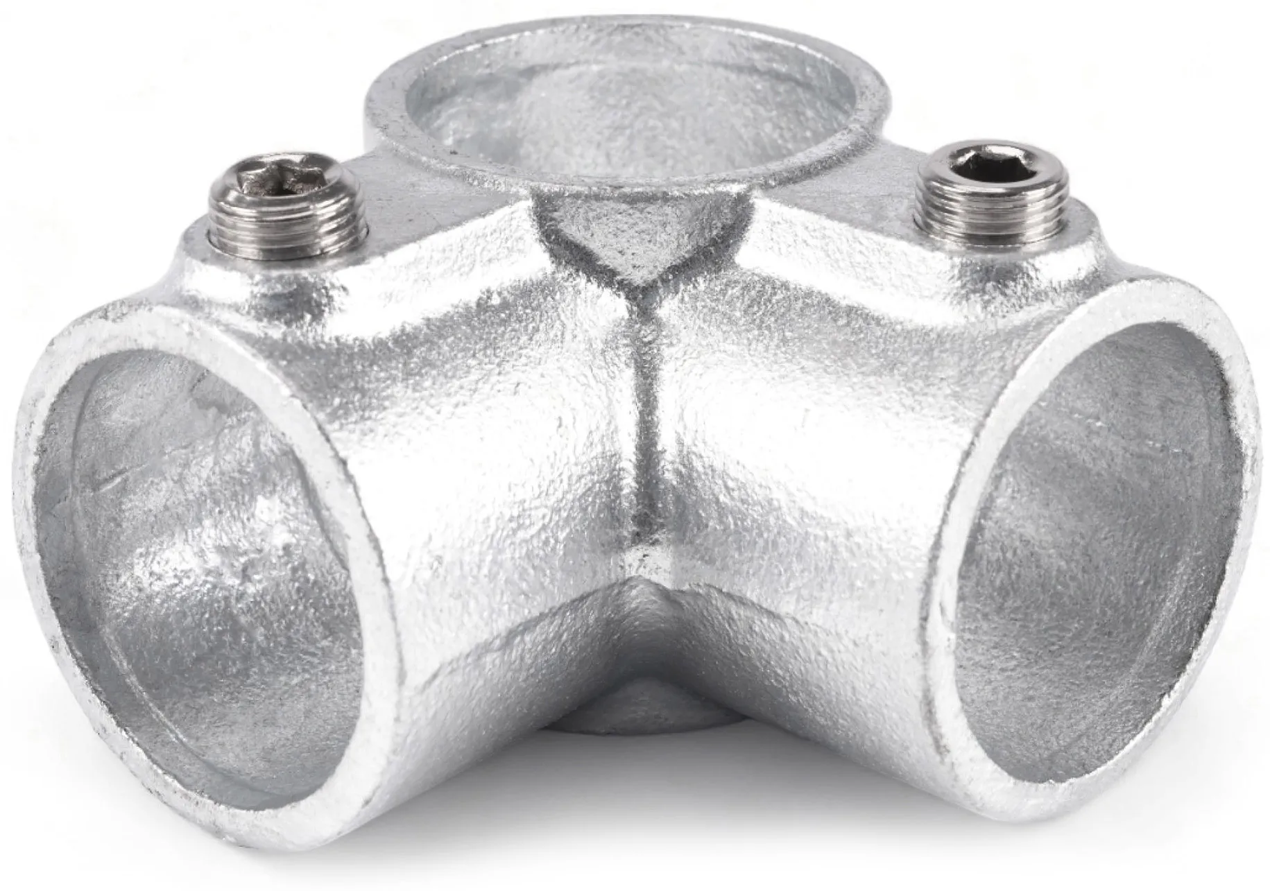 Riggatec Rohrverbinder Eckstück durchgehend für 48,3 mm Rohr in Silber