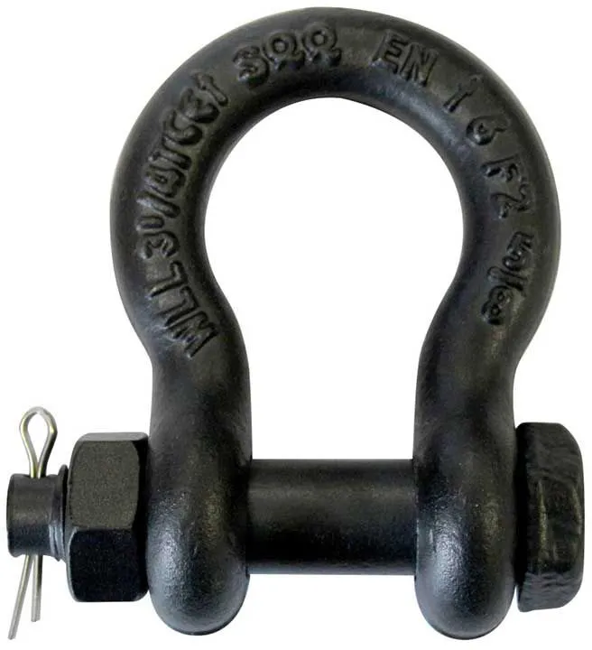 Riggatec Schäkel mit Mutter und Splint, matt schwarz, 1/2“ 2 t