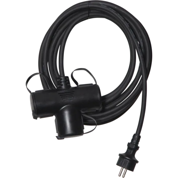 Star Trading Verlängerungskabel Lungo für Außenbereich 3 Stecker 7 m schwarz IP44