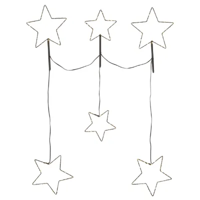 Star Trading LED Lichterkette Stellas 200 warmweiße LEDs 4,5V 6 Sterne Schwarz