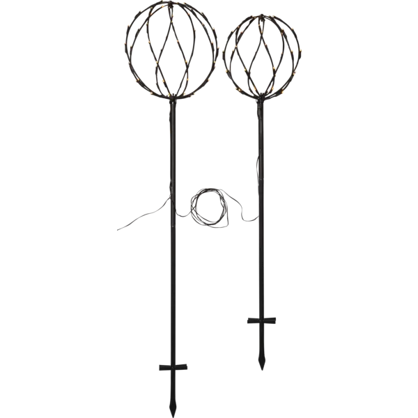 Star Trading LED Spießleuchte Sphere 130 cm 96 warmweiße LEDs 24V 0.6W schwarz 2er Set