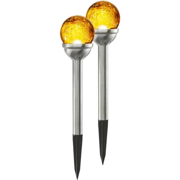 Star Trading Solar-Pollerleuchte ROMA 2er Set 26.5 cm batteriebetrieben silber - bernstein