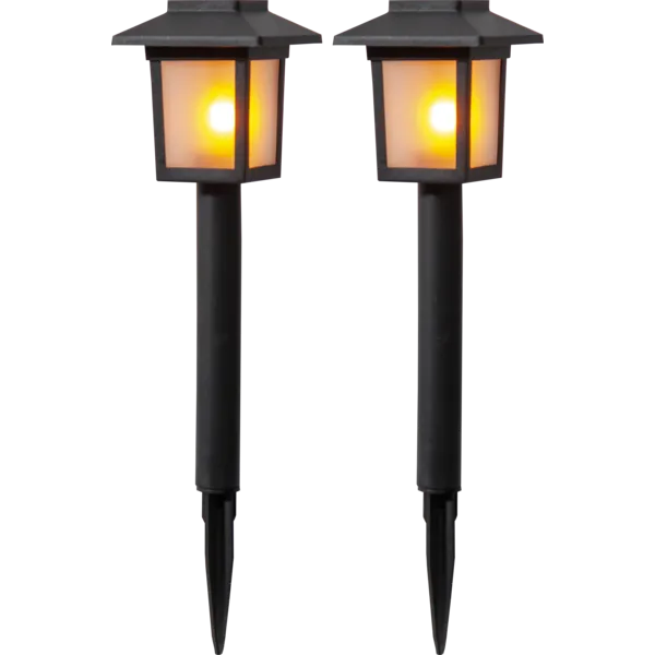 Star Trading Solar-Pollerleuchte FLAME 2er Set 23 cm batteriebetrieben schwarz
