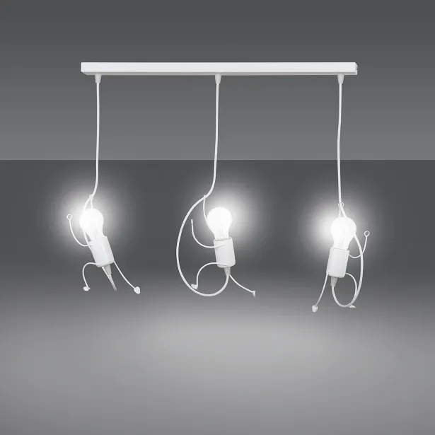 EMIBIG originelle LED Kinderlampe BOBI 3 Metall E27 Höhe 65 cm 3-flammig 15W weiß - ohne Leuchtmittel