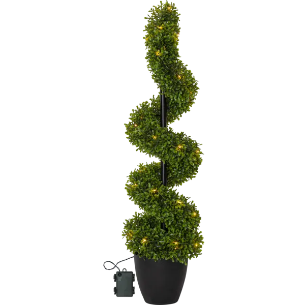 Star Trading LED Buchsbaum Buxbom für Außen Höhe 90 cm 30 warmweiße LEDs batteriebetrieben