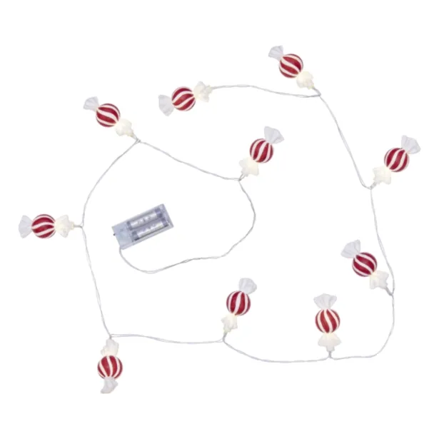 Star Trading klassische LED Lichterkette mit rot-weiße Bonbons 135 cm batteriebetrieben IP20 10 warmweiß LEDs