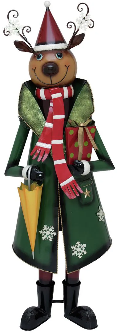 EUROPALMS Rentier mit Mantel, Metall, 155cm, grün