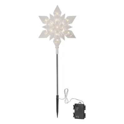Star Trading Erdspießleuchte Schneeflocke 13 warmwhite LEDs 48 cm batteriebetrieben Transparent