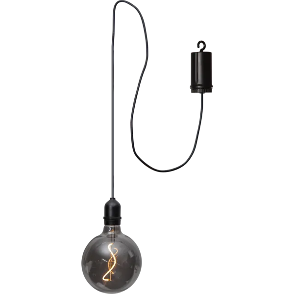 Star Trading hängende Glaskugel Bowl 1m Zugleitung rauchfarben batteriebetrieben mit Timer - warmweiß