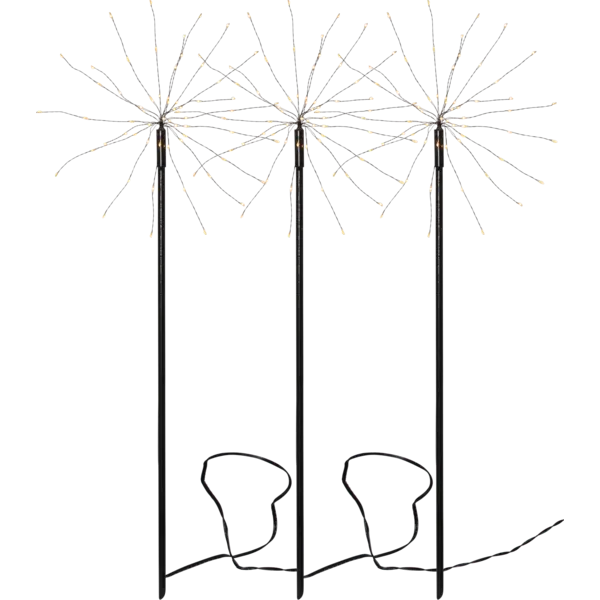 Star Trading LED-Dekostab Firework Outdoor Höhe 65 cm 180 warmweiße LEDs Schwarz IP44 3tlg.