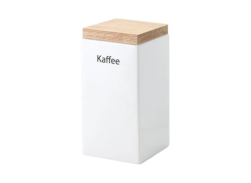 Vorratsdose Keramik mit Holzdeckel | quadratisch | 1200 ml