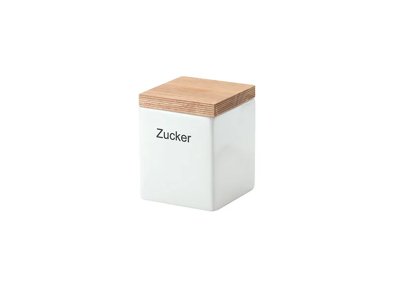 Vorratsdose Keramik mit Holzdeckel | quadratisch | 800ml