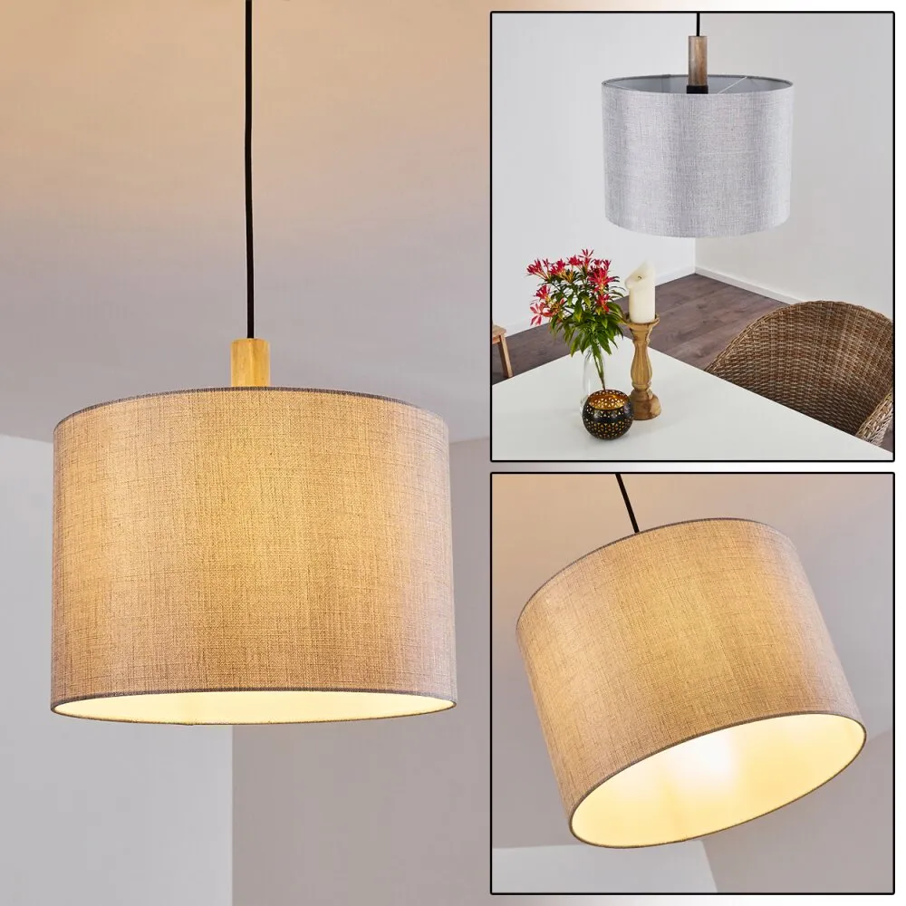 Adelboden Hängeleuchte Holz hell, Schwarz, 1-flammig H3327319