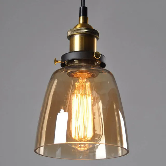 Antike Glasaufhängung - Vintage-Lampe aus Glas und Metall, Art-Déco-Design mit verstellbarem Kabel