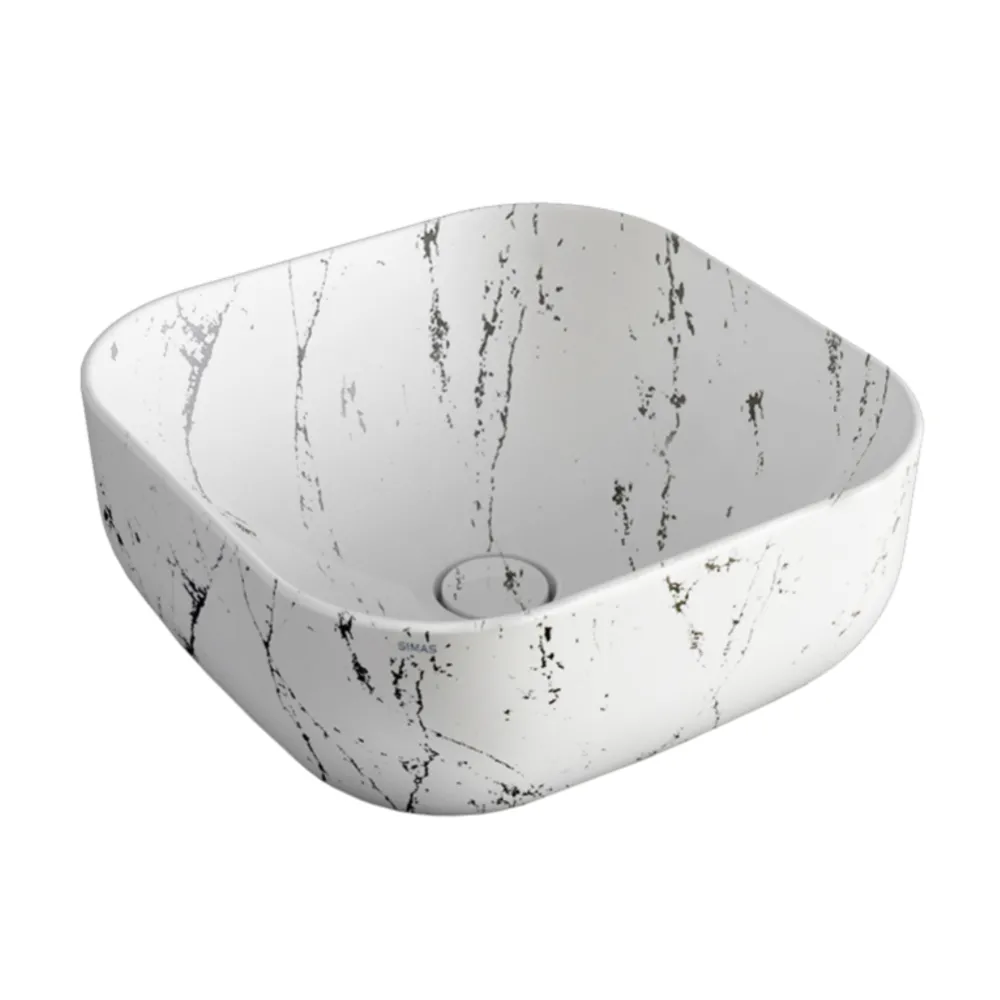 Aufsatzwaschbecken 45 in Ausführung Statuario Decori Simas