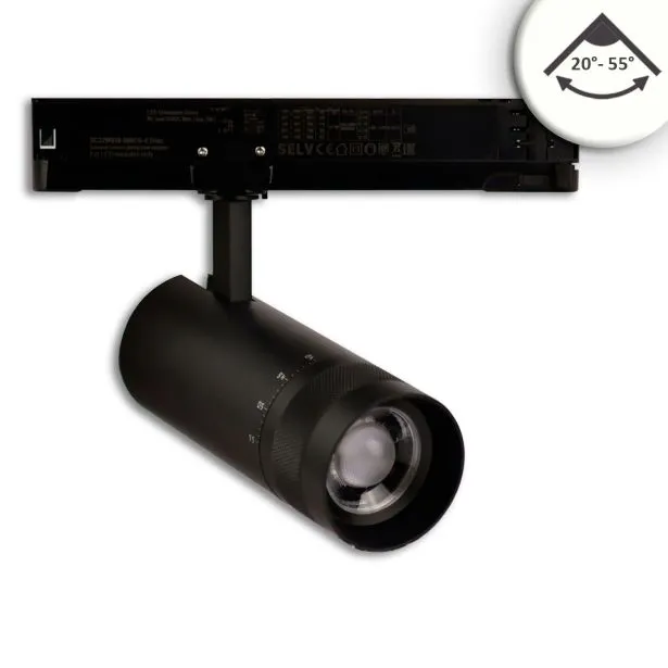 ISOLED LED Strahler für 3-Phasensystem 24W 20°-55° schwarz matt DALI - neutralweiß (4000K)