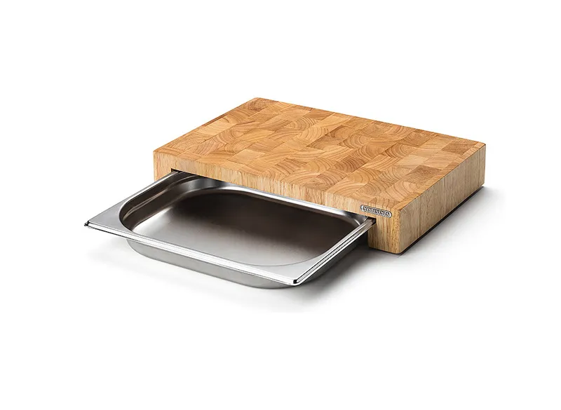 Schneidebrett mit Edelstahl-Schublade 48 x 32,5 x 6 cm
