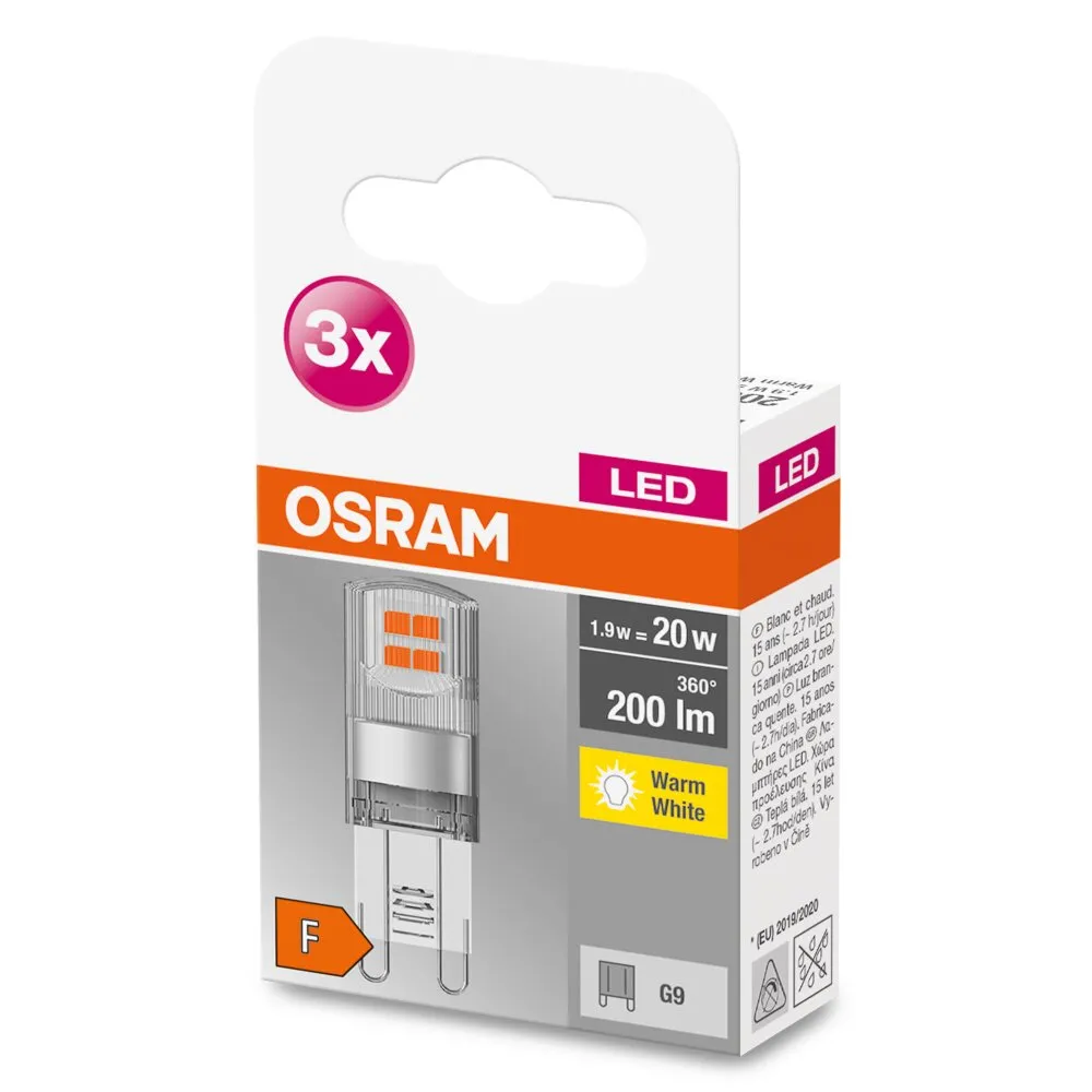 OSRAM LED BASE PIN 3er Set G9 1,9 Watt 2700 Kelvin 200 Lumen