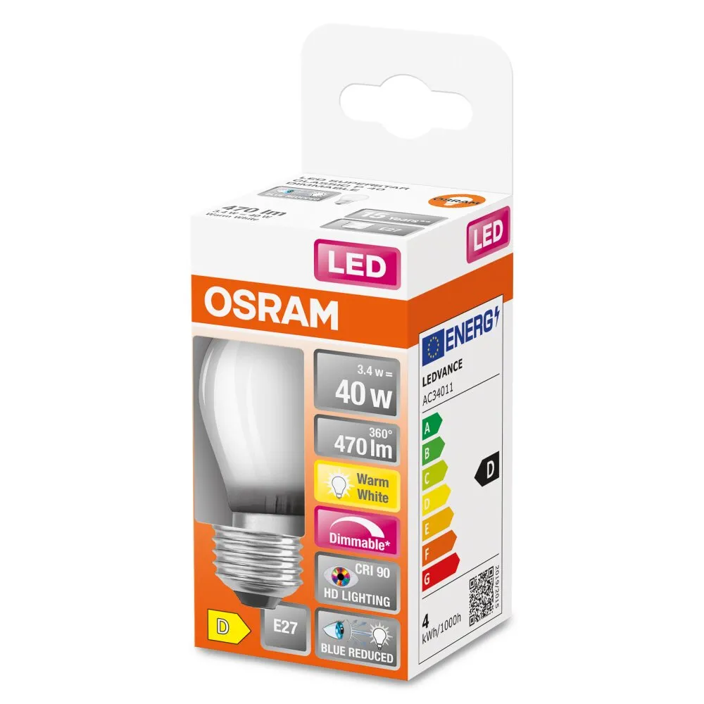 OSRAM SUPERSTAR LED E27 3,4 Watt 2700 Kelvin 470 Lumen 4058075603110