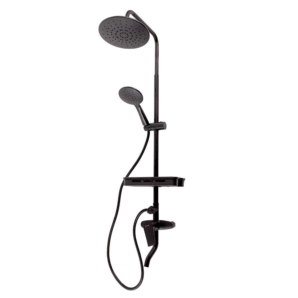 Brausegarnitur aus Messing/Zink – Edelstahl – ABS, Schwarz, Warm-Kaltwasser, Einhebel [QLI-FA-3019]