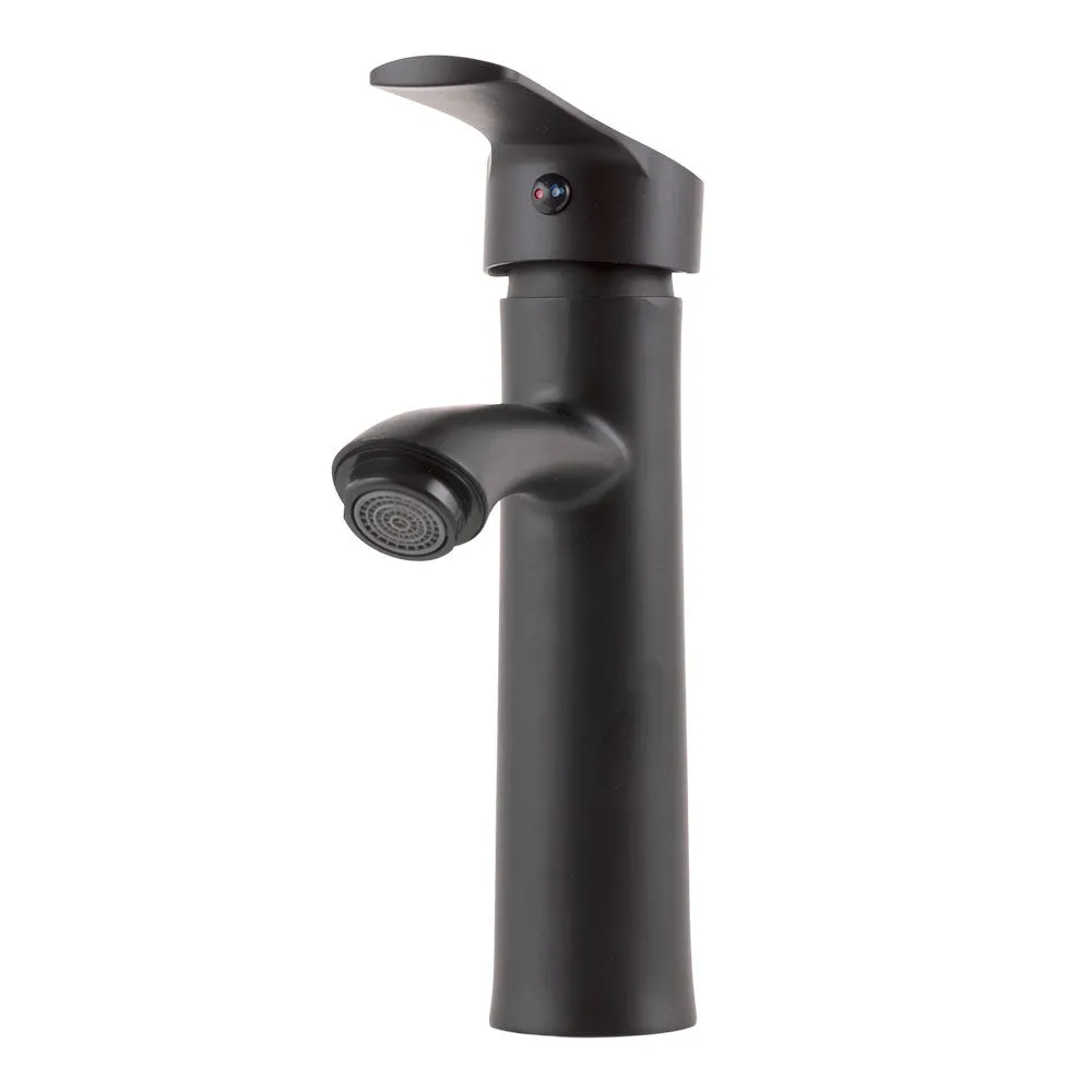 Waschtischarmatur Messing/Zink, schwarz, Warm-Kaltwasser, Schläuche, niedriger Auslauf, Einhebel [QLI-FA-SS01]